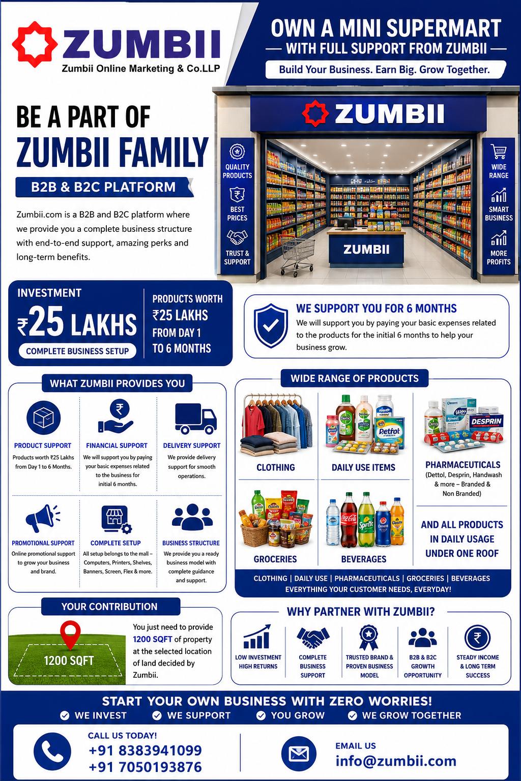 Zumbii B2B and B2C mini supermarket platform for essential items